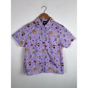 BT21 BTS Purple Button Up Shirt Women's Size‎ Small All Over Cute Print KPOP